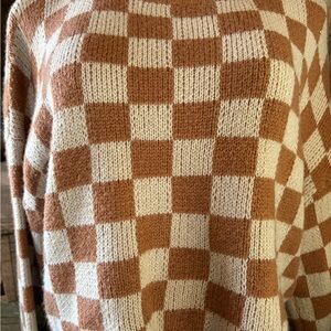 SHEIN Warm Brown and Cream Knit Sweater